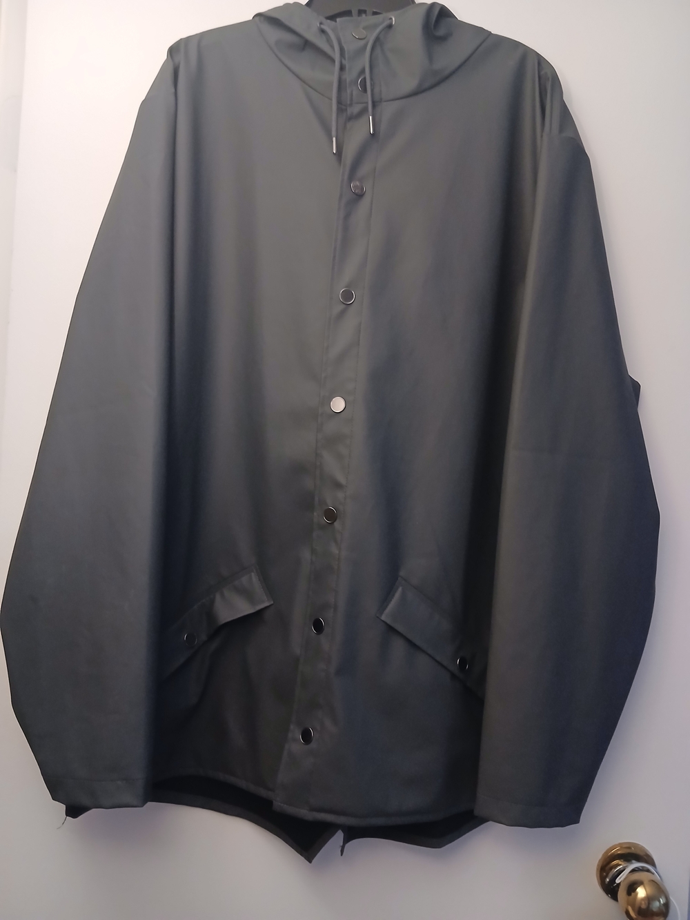 Rains Men's Hooded Raincoat in Dark Gray
